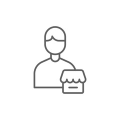 Seller vendor line icon. Simple outline style. Shop, market, business concept. Black and white symbol. Vector illustration isolated. Editable stroke SVG