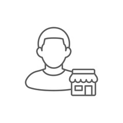 Seller vendor line icon. Simple outline style. Shop, market, business concept. Black and white symbol. Vector illustration isolated. Editable stroke SVG