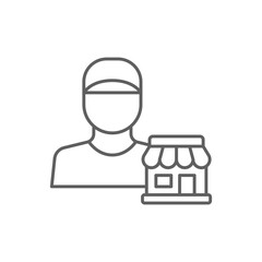 Seller vendor line icon. Simple outline style. Shop, market, business concept. Black and white symbol. Vector illustration isolated. Editable stroke SVG