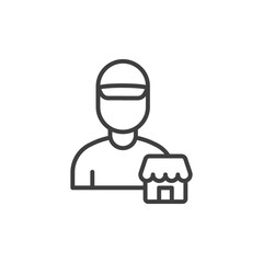 Seller vendor line icon. Simple outline style. Shop, market, business concept. Black and white symbol. Vector illustration isolated. SVG