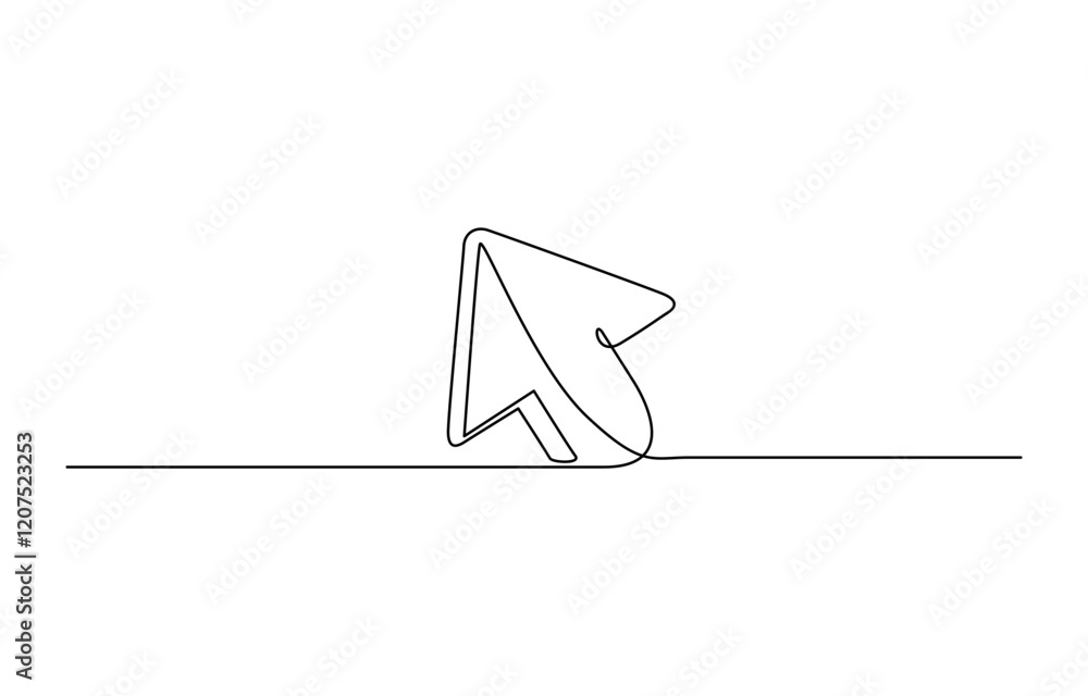 Poster continuous line drawing of arrow symbol abstract line art illustration, arrow path in one continuous