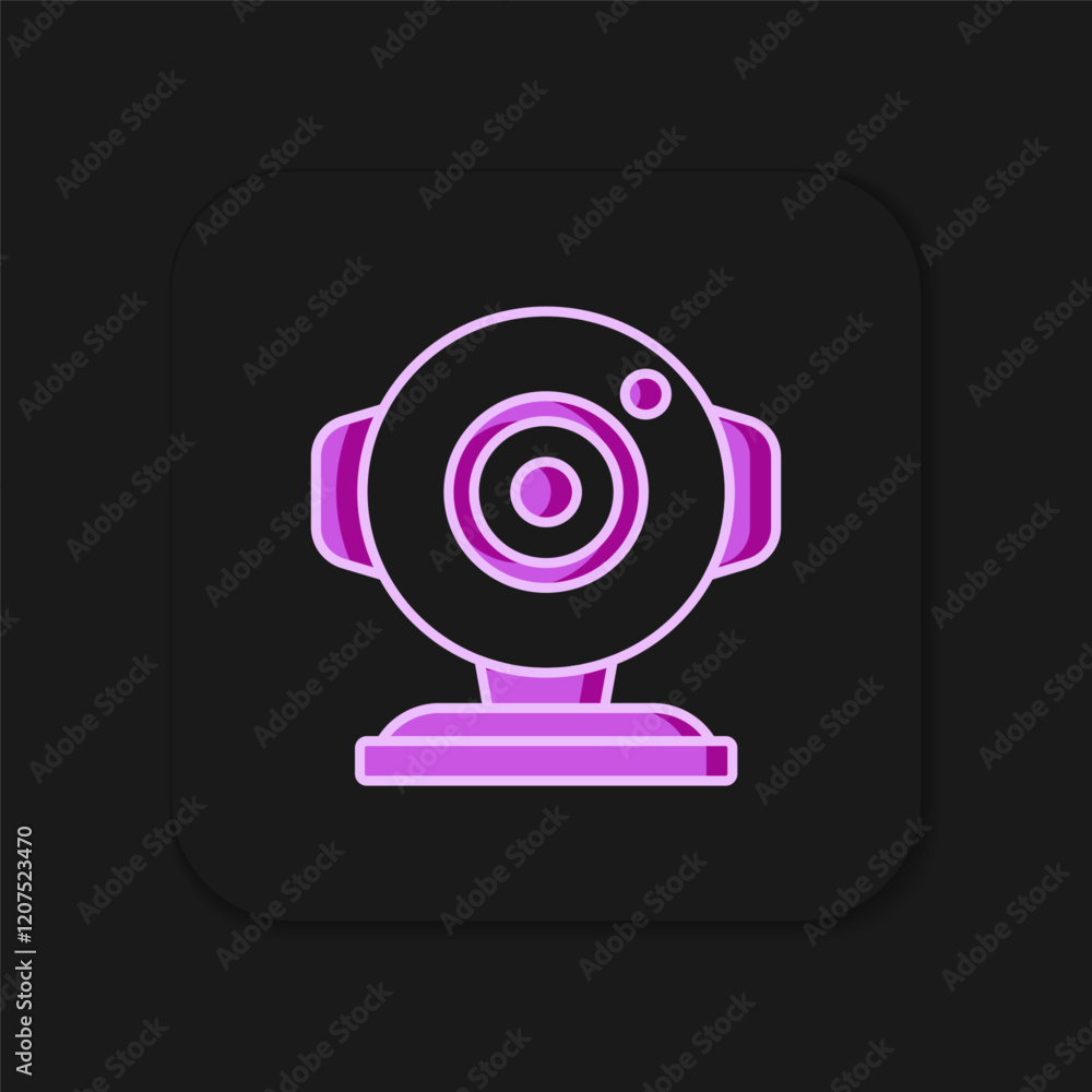 Poster filled outline web camera icon isolated on black background. chat camera. webcam icon. flat filled o