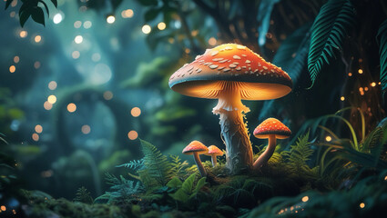 Mushroom Wallpaper, Fantasy Wallpaper, 4K, Fantasy Mushroom, Forest Mushroom, Fantasy Mushroom, Fantasy Jungle Background.