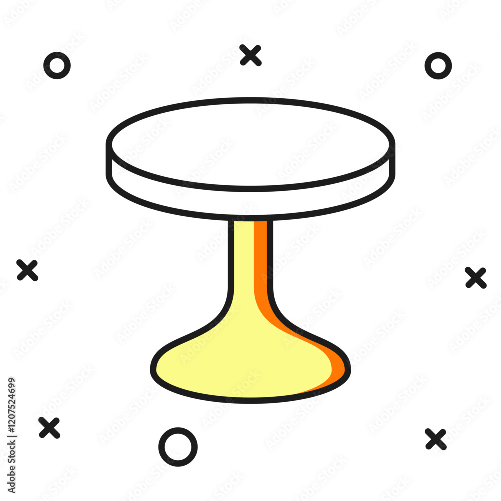 Poster filled outline round table icon isolated on white background. flat filled outline style with shadow.