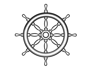 Ship wheel with detailed wooden spokes and metal accents. Perfect for nautical, sailing, or maritime designs. Vector illustration © Alfmaler
