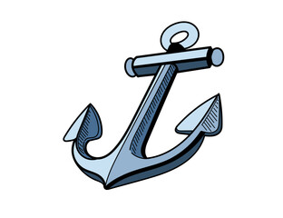 Anchor with bold lines and detailed design. Colorful maritime anchor. Hand drawn sketch style. Perfect for nautical logos,branding, or adventure visuals. Vector illustration