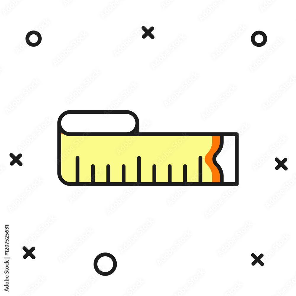 Poster filled outline tape measure icon isolated on white background. measuring tape. flat filled outline s