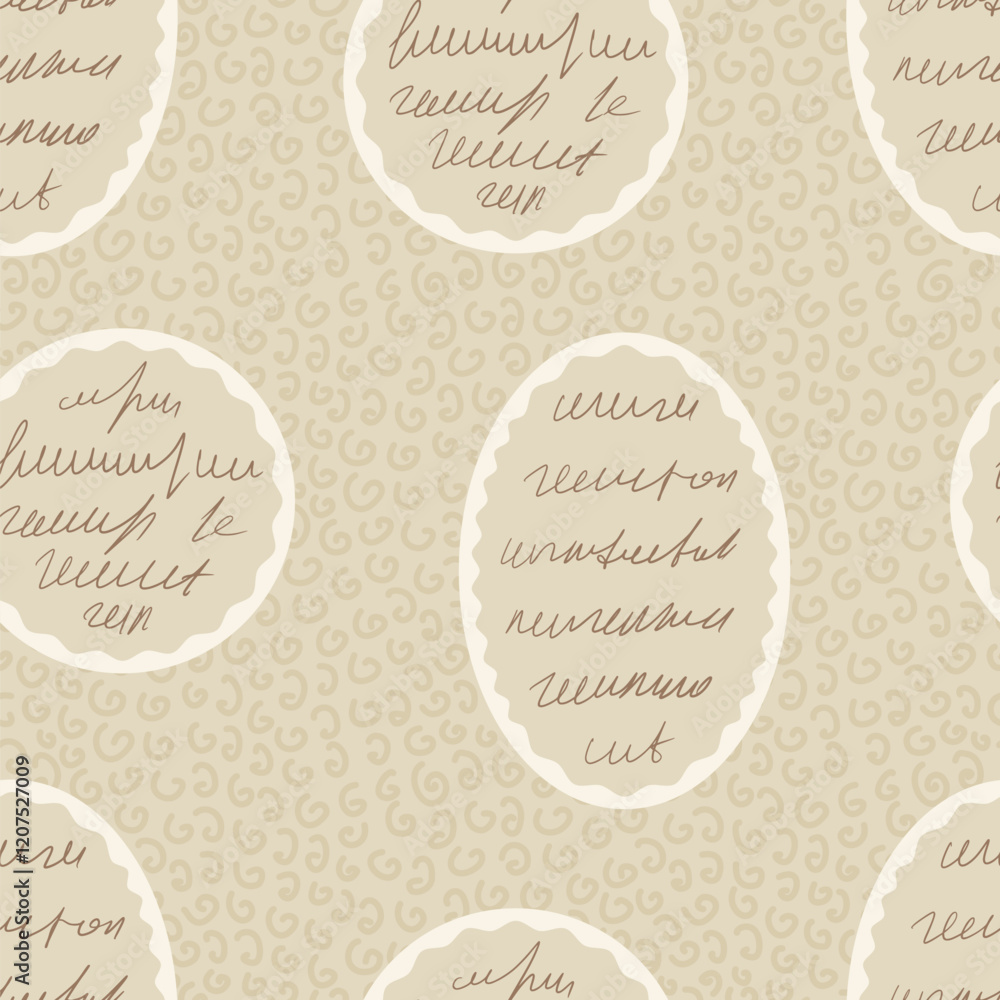 Poster scribble handwritten text seamless pattern. unreadable letter endless background. illegible note rep
