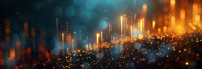 Fototapeta premium Abstract image showcasing vibrant lights and colors in a digital landscape setting.