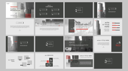 Grey and Red elements for infographics on a white background. Presentation templates. Use in presentation, flyer and leaflet, corporate report, marketing, advertising, annual report, banner.