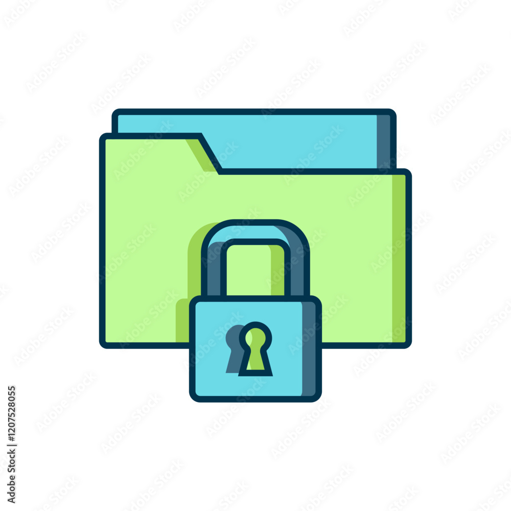 Poster filled outline folder and lock icon isolated on white background. closed folder and padlock. securit