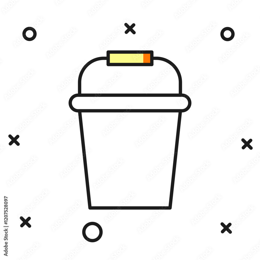 Poster filled outline fishing bucket icon isolated on white background. fish in a bucket. flat filled outli