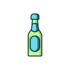 Filled outline Champagne bottle icon isolated on white background. Flat filled outline style with shadow. Vector