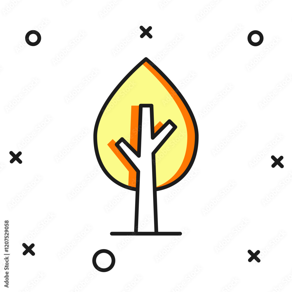 Poster filled outline tree icon isolated on white background. forest symbol. flat filled outline style with