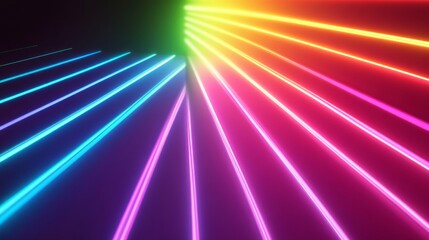 Fototapeta premium Vibrant Rainbow Neon Lines Abstract Background