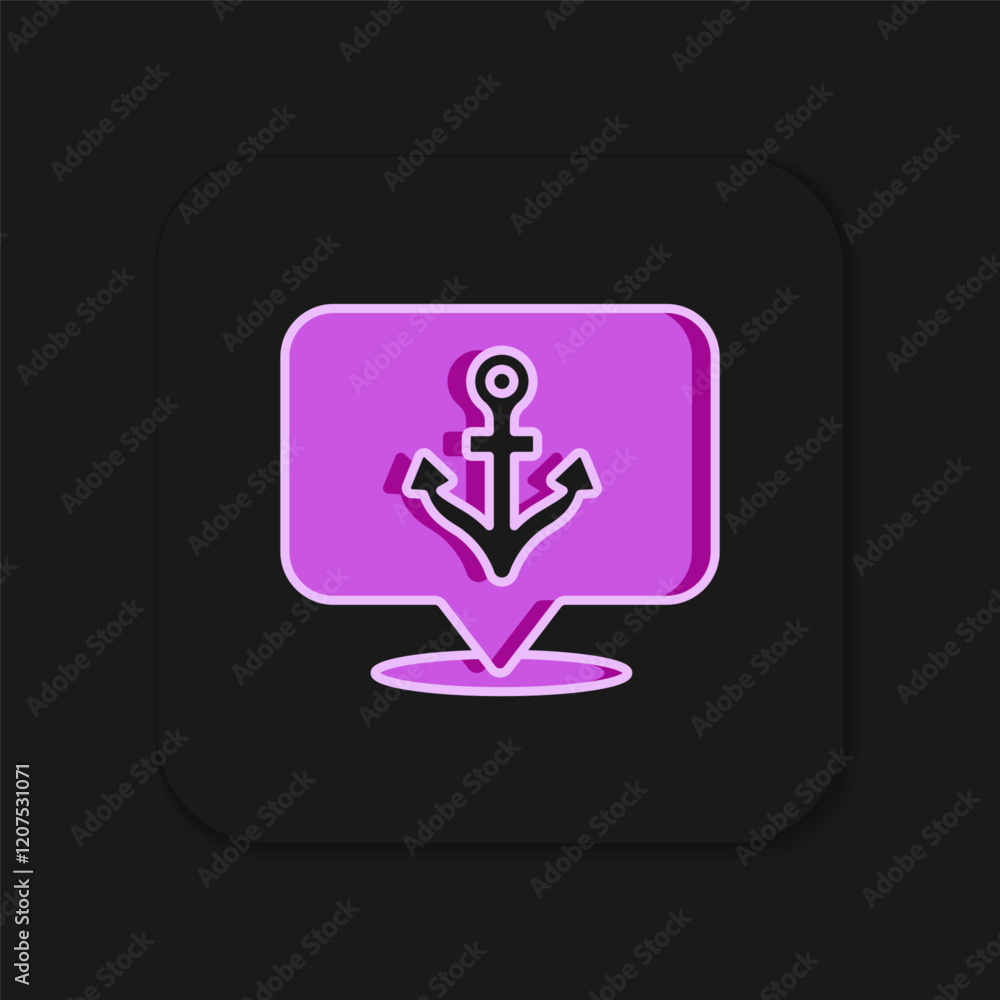 Poster filled outline anchor icon isolated on black background. flat filled outline style with shadow. vect