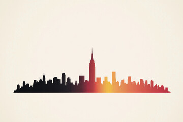 Obraz premium A city skyline with a tall building in the middle