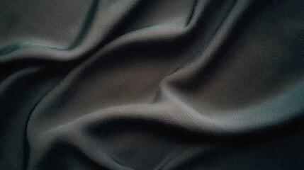 Elegant Dark Gray Silk Fabric Texture  Draped Cloth Background