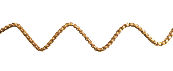 curved gold chain isolated on white