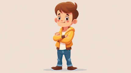 Happy Smiling Boy Thinking While Standing by Car