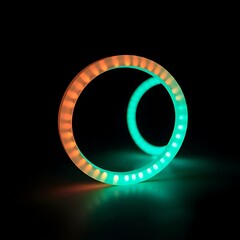 3d render of a glowing neon symbol made of spheres