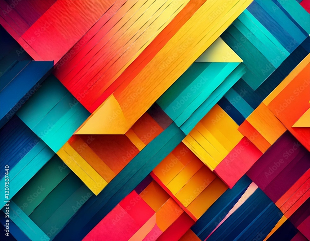 Poster vibrant abstract geometric shapes in a variety of colors creating a dynamic background design textur