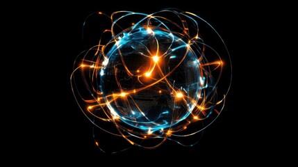 Global connectivity represented through a glowing network of lines and spheres in a dark background
