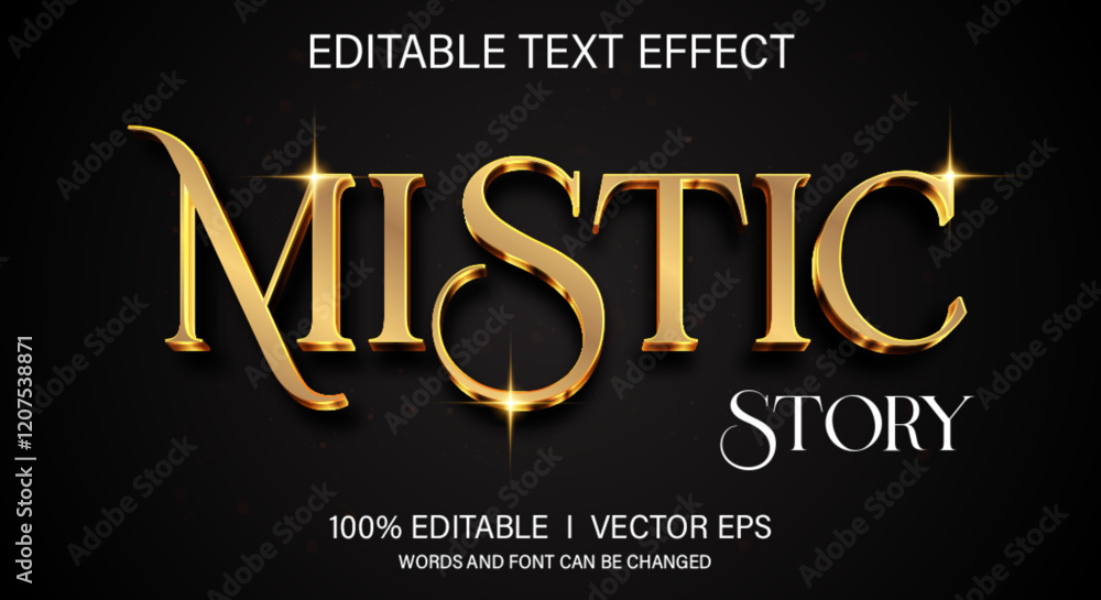 Aufkleber mistic story 3d vector text effect with modern style design
