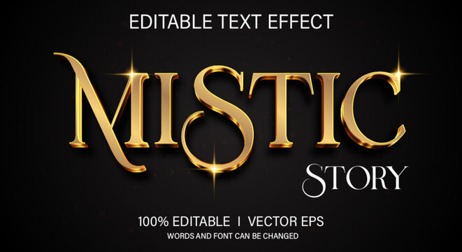 mistic story 3d vector text effect with modern style design