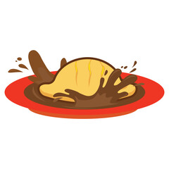 Pempek is fish cake traditional street food from South Sumatera, Indonesia illustration vector