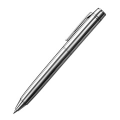 A silver pen with a black clip. Transparent Png. Generative Ai.