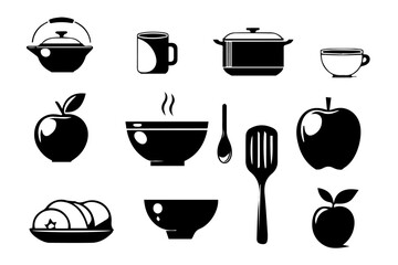 Black and White Kitchen Essentials Icon pack