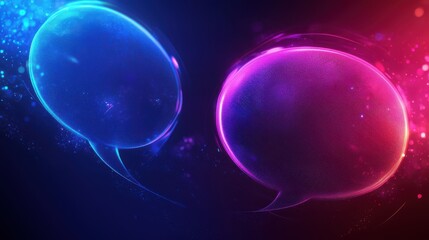 Fototapeta premium Colorful speech bubbles glowing against a dark background, symbolizing communication and connection through digital messaging