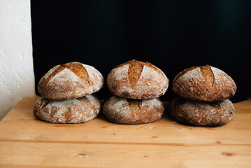 six loaves of homemade black bread