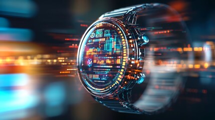 High-tech smartwatch showcases seamless CBDC integration in futuristic setting