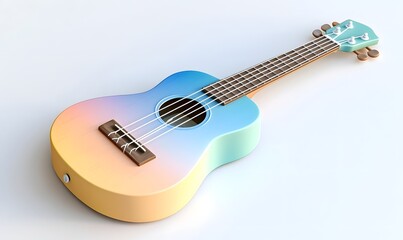 Obraz premium Pastel ukulele studio shot, ombre design, white background, music