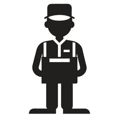 Delivery Person Holding Package - Vector Icon