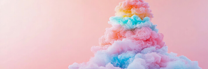 Pastel Cloud Formation: Abstract Art in Pink, Blue, and Orange Hues