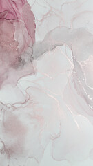 Abstract alcohol ink artwork in soft pink and gray tones creating a serene composition