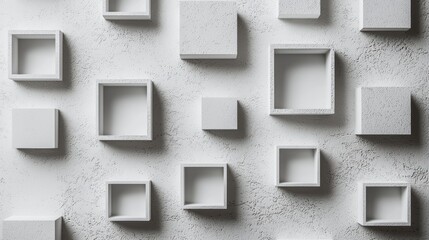 Abstract White 3D Shapes Wallpaper  Modern Minimalist Background  Empty Boxes  Geometric D