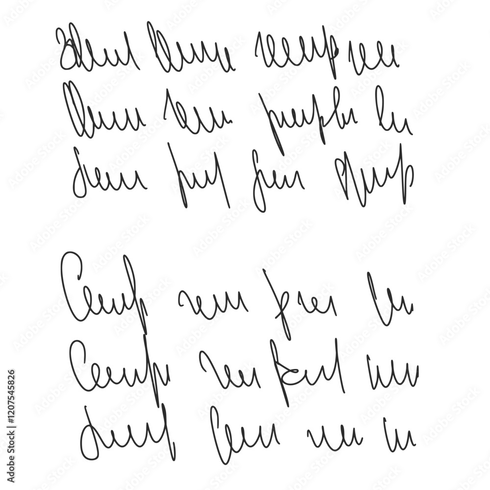 Poster illegible cursive script message. handwritten scribble letter. freehand text note. vector hand drawn
