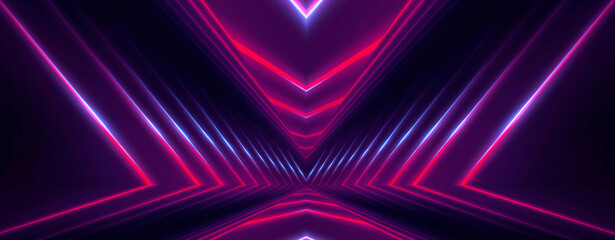Abstract neon background with bright neon lines and rays, scene.