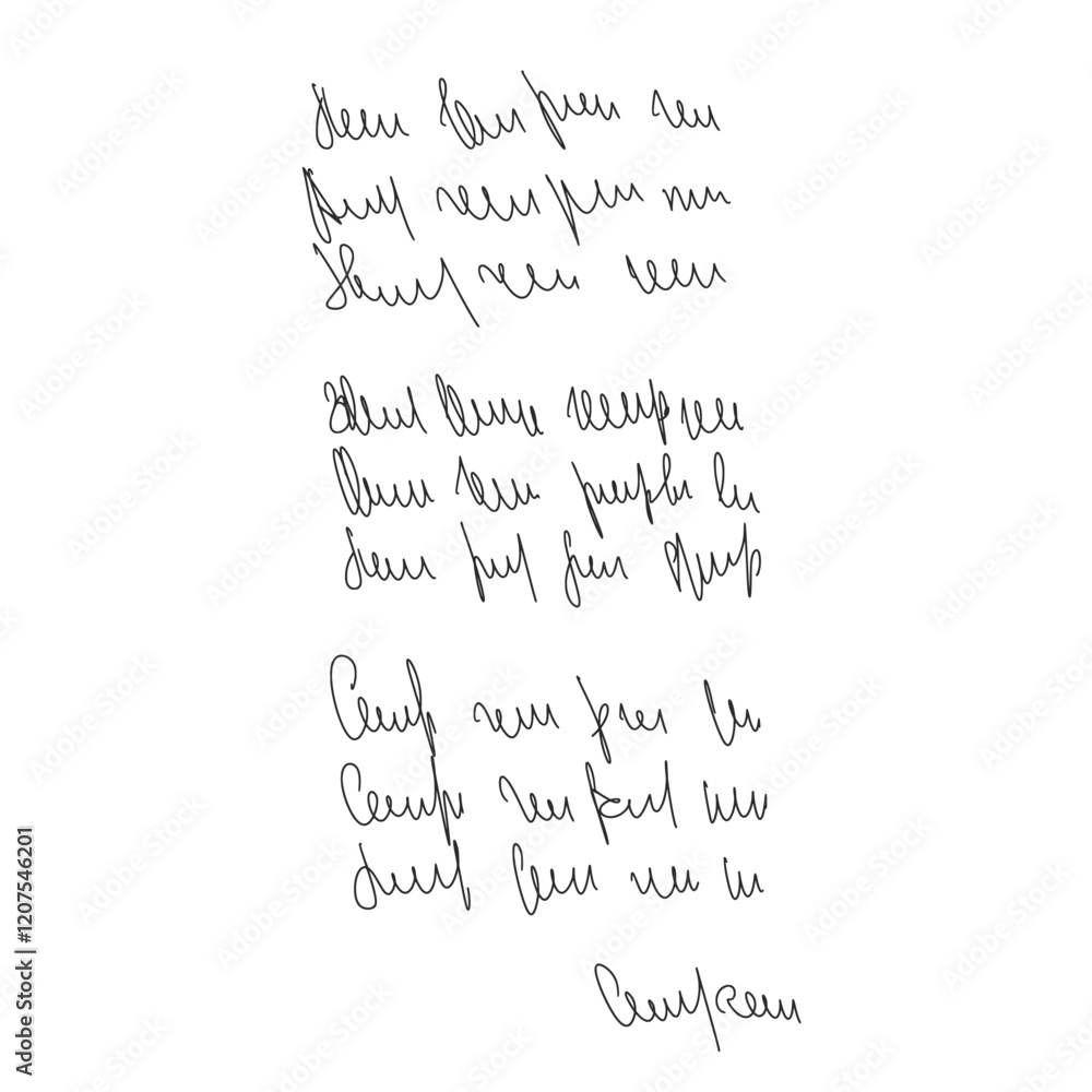 Poster handwritten scribble poem letter. freehand text verse note. unreadable doodle rough draft write by p