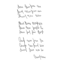 Fototapeta premium Handwritten scribble poem letter. Freehand text verse note. Unreadable doodle rough draft write by pen isolated on white background. Illegible cursive script message. Vector hand drawn illustration.