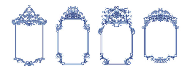 Decorative frames in Baroque style, intricate vector design	
