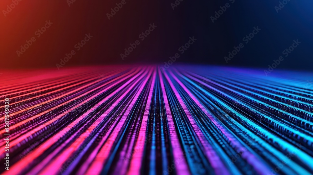 Aufkleber vibrant digital matrix with colorful lines and abstract background
