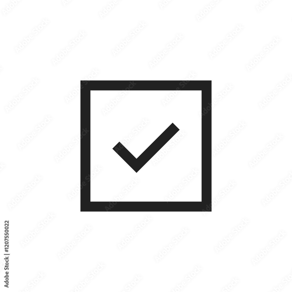 Poster a stylish and visually appealing checkmark icon set within a square shape, ideal for representing ap
