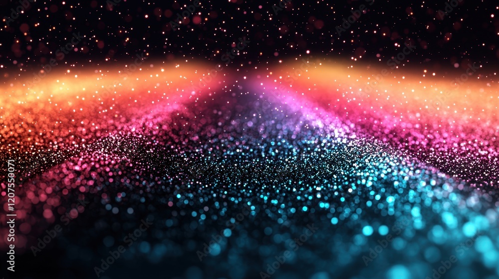Poster colorful bokeh effects with soft light and glittering particles