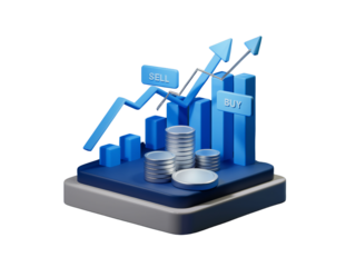 Dynamic Stock Market Scene with Buy and Sell Options
