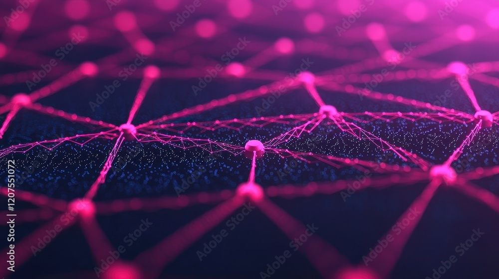 Aufkleber abstract network structure with vibrant pink nodes and lines